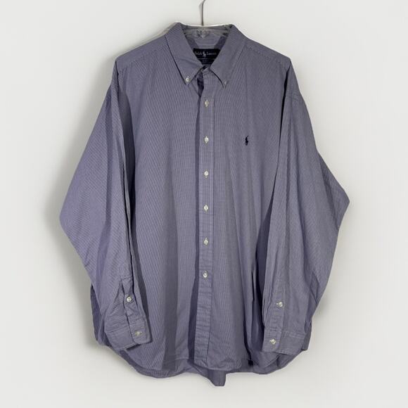 Ralph Lauren Blake Men's XXL Button Front Shirt Purple Check 100% Cotton - Picture 1 of 5